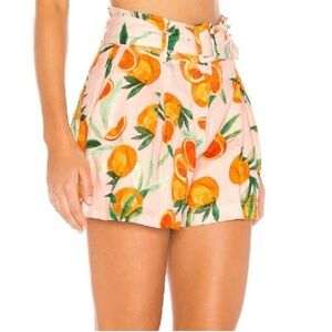 PARKER Women’s 4 Katarina Oranges Shorts 100% Linen Summer Belted